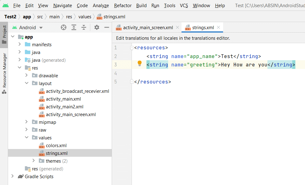 String.XML In Android